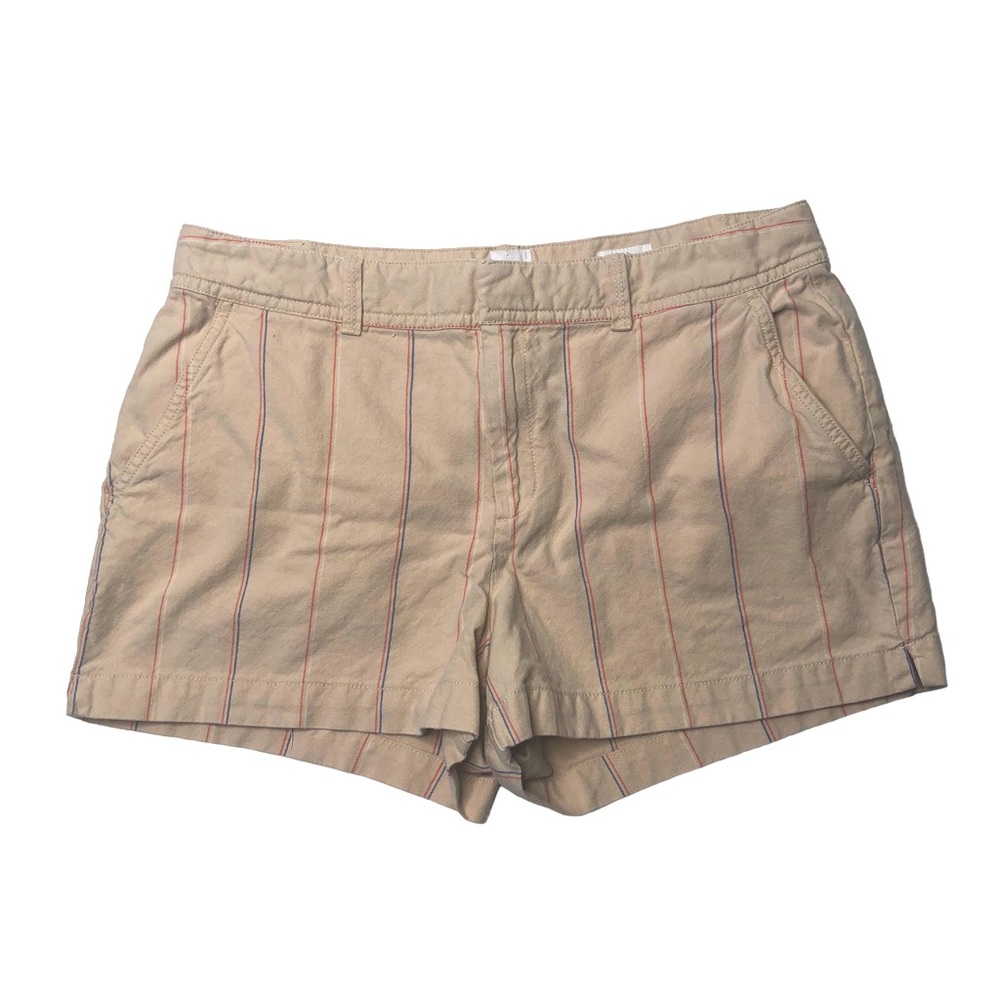 GAP Beige Striped High Rise Cotton City Shorts